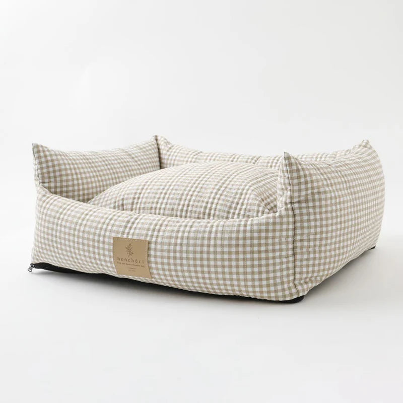 All Season Gingham Check Cushion Bed