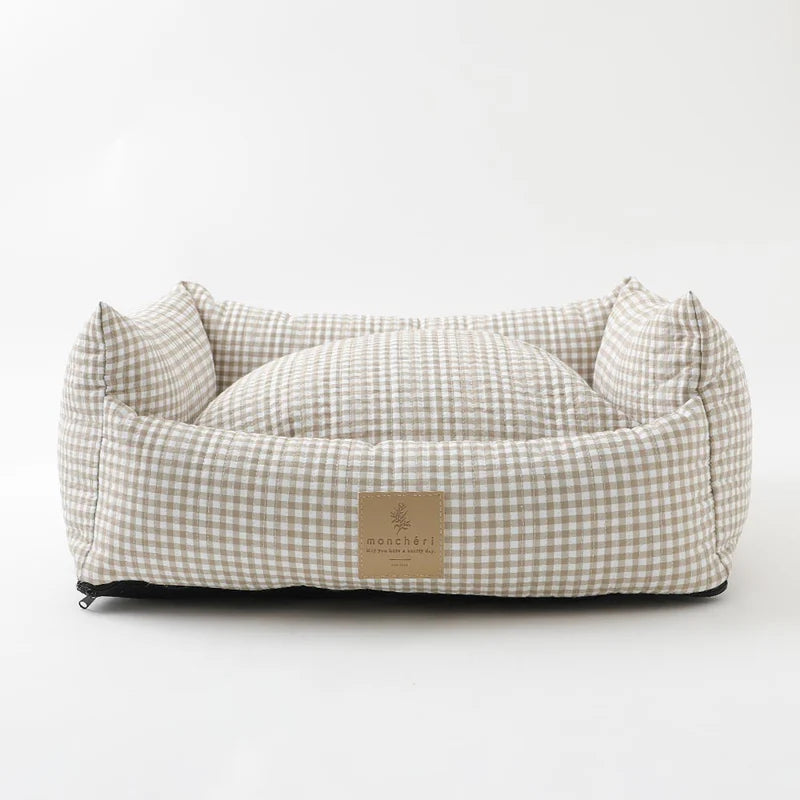 All Season Gingham Check Cushion Bed