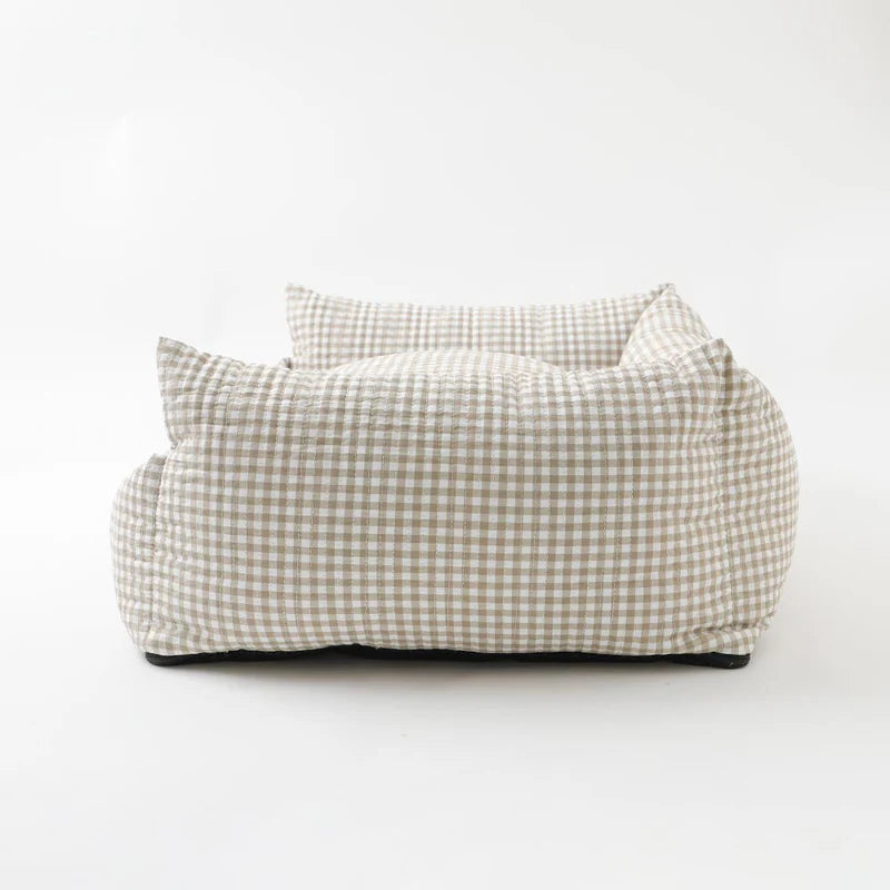 All Season Gingham Check Cushion Bed