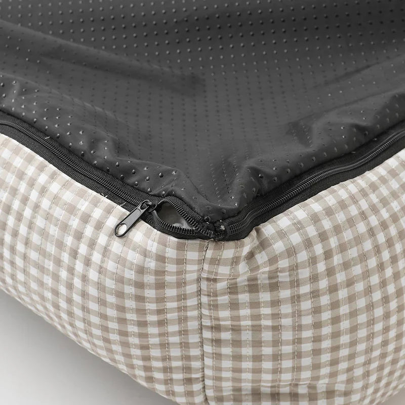 All Season Gingham Check Cushion Bed