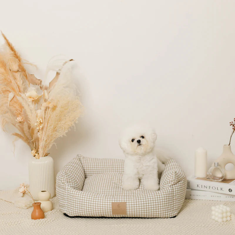 All Season Gingham Check Cushion Bed