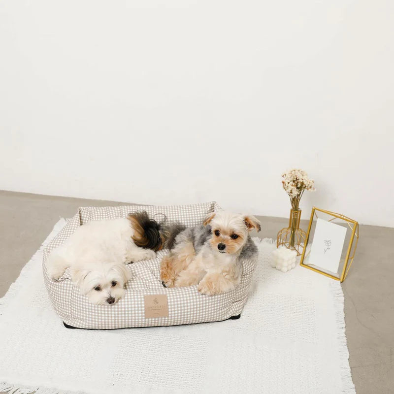 All Season Gingham Check Cushion Bed